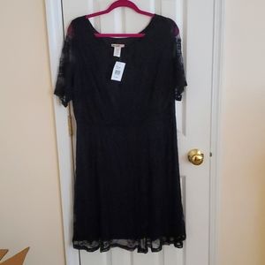 Womens Love Squares 2x black lace dress